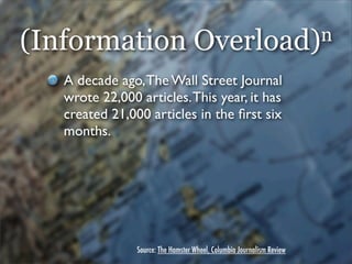 (Information                        Overload)n

   A decade ago, The Wall Street Journal
   wrote 22,000 articles. This ye...