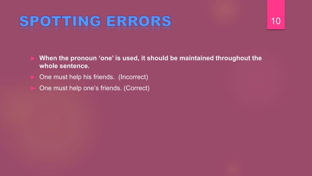 Spotting Errors Part 1 Spotting Errors Part 1