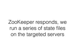 ZooKeeper responds, we 
run a series of state files 
on the targeted servers 
 