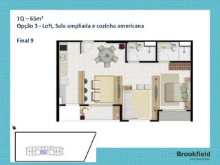 1Q – 65m² Opção 3 - Loft, Sala ampliada e cozinha americana Final 9  