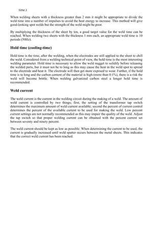 Spot welding parameters | PDF