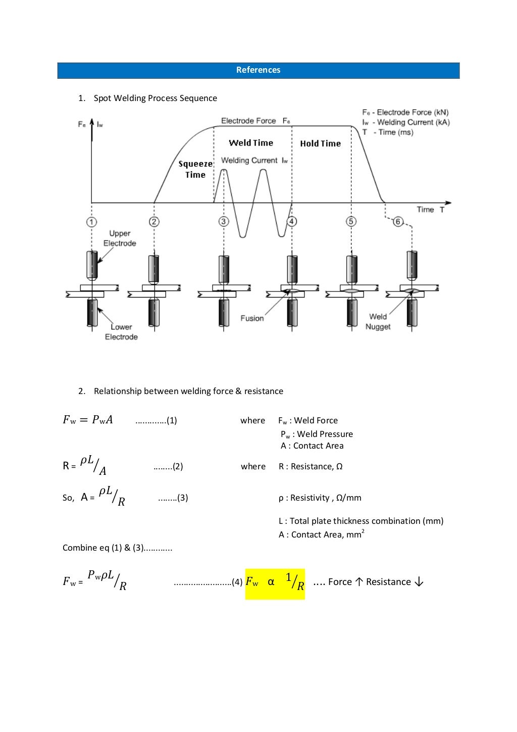 Spot welding basic parameters setting basic calculations / equatio…