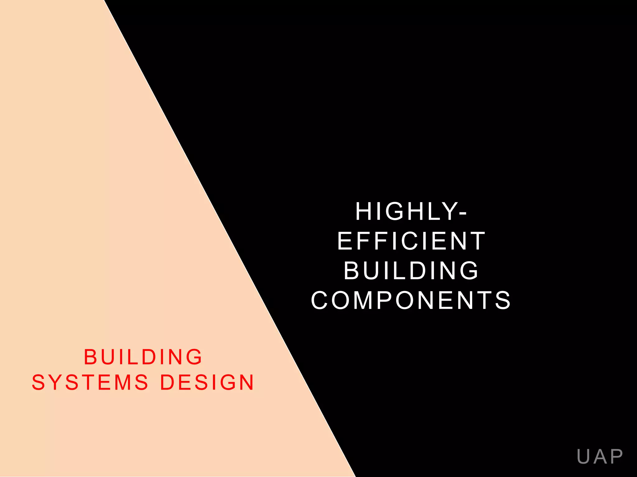 HIGHLY-
EFFICIENT
BUILDING
COMPONENTS
UAP
BUILDING
SYSTEMS DESIGN
 