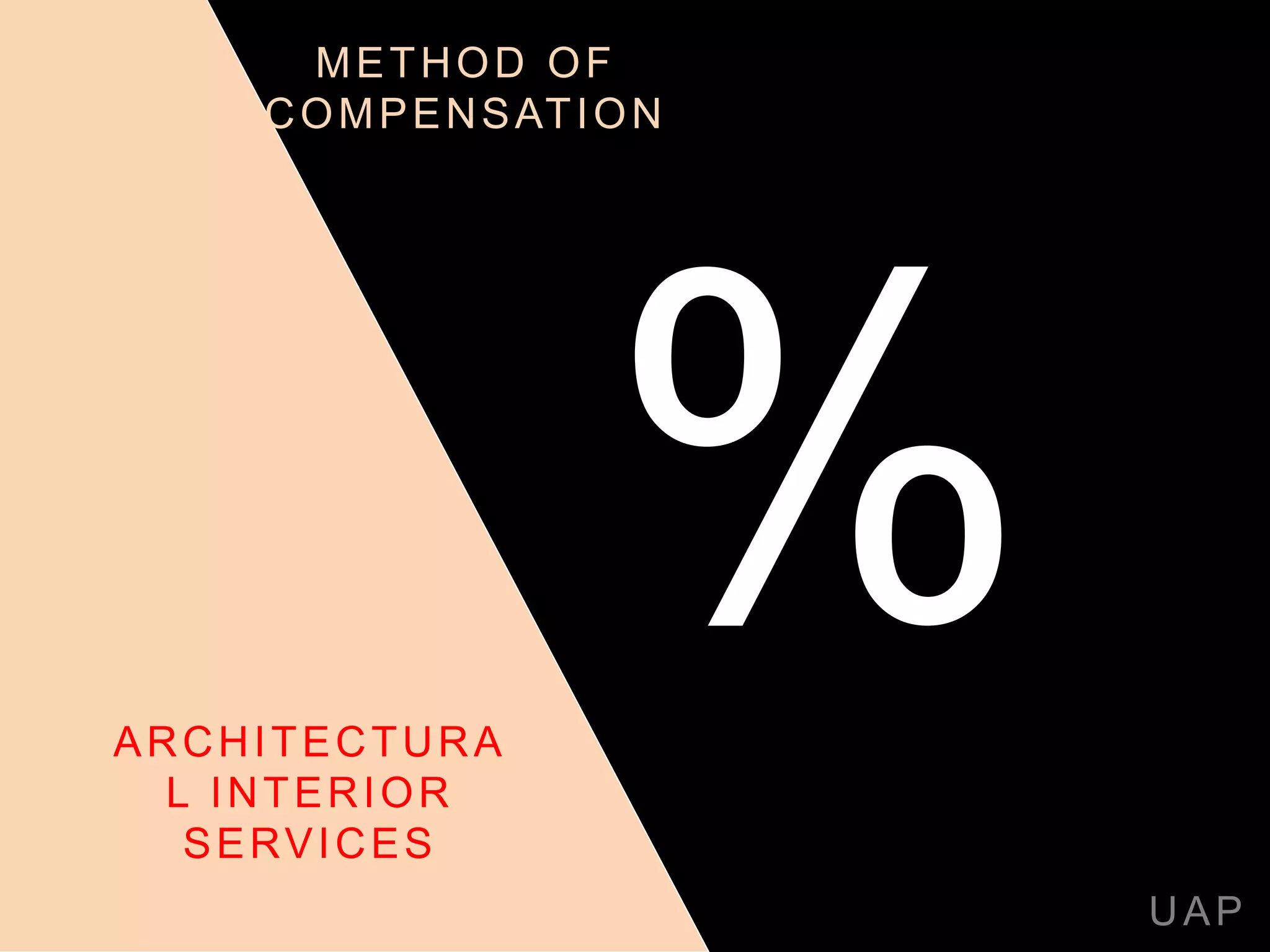 UAP
ARCHITECTURA
L INTERIOR
SERVICES
METHOD OF
COMPENSATION
 