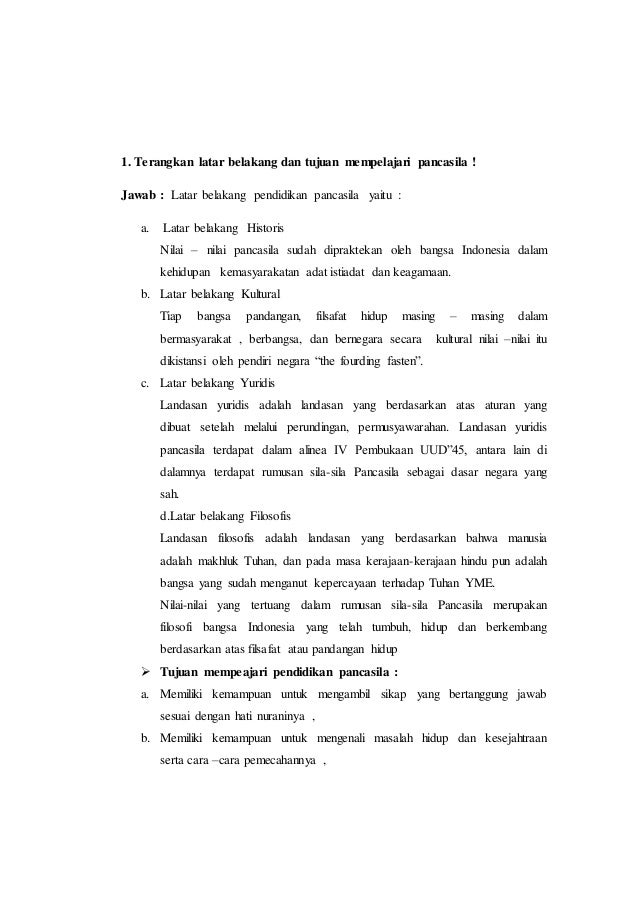 Latar Belakang Dan Tujuan Pendidikan Pancasila Terkait Pendidikan
