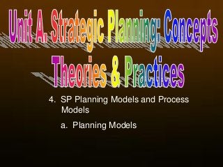 4. SP Planning Models and Process
Models
a. Planning Models
 