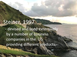 Steiner, 1997
- devised and used extensively
by a number of business
companies in the US
providing different products.
 