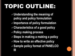Strategic Planning: Policy Formulation by MRS | PDF