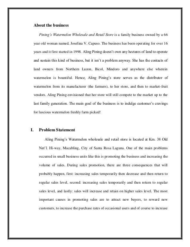 Sales promotion research proposal