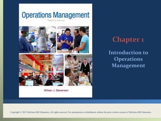 Introduction to
Operations
Management
Chapter 1
Copyright © 2015 McGraw-Hill Education. All rights reserved. No reproduction or distribution without the prior written consent of McGraw-Hill Education.
 