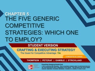 CHAPTER 5

THE FIVE GENERIC
COMPETITIVE
STRATEGIES: WHICH ONE
TO EMPLOY?
STUDENT VERSION

 