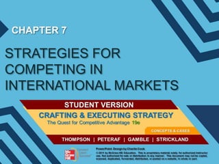 CHAPTER 7

STRATEGIES FOR
COMPETING IN
INTERNATIONAL MARKETS
STUDENT VERSION

 