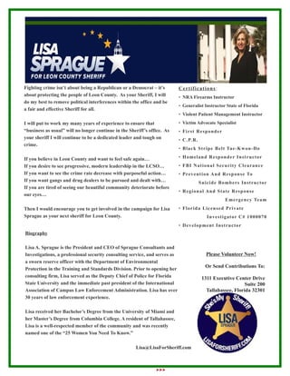 Vote Lisa Sprague For Leon County Sheriff In 2012!