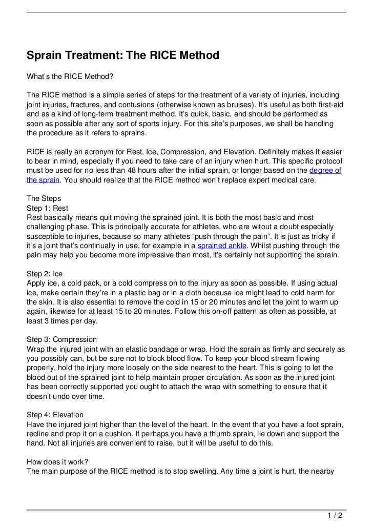 Sprain Treatment The RICE Method