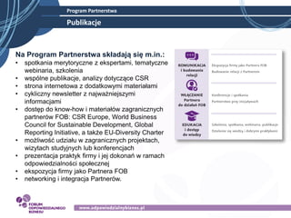 Publikacje
Program Partnerstwa
Etyka i compliance
w organizacji
- podsumowuje
współpracę firm
zaangażowanych
w Program Par...
