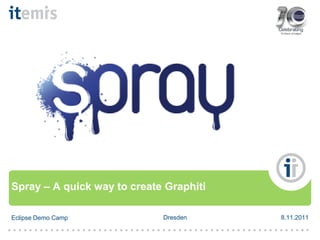 Spray – A quick way to create Graphiti
Eclipse Demo Camp

Dresden

●
●
●
●
●
●
●
●
●
●
●
●
●
●
●
●
●
●
●
●
●
●
●
●
●
●
●
●
●
●
●
●
●
●
●
8.11.2011 ●
●

●
●
●
●
●
●
●
●
●
●
●
●
●
●
●
●
●
●
●
●
●
●
●
●
●
●
●
●
●
●
●
●
●
●
●
●
●
●
●
●
●
●
●
●
●
●
●
●
●
●
●
●
●
●
●
●

●
●

© itemis AG

 