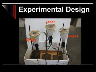 Experimental Design
         Lotion



                  Control
 Spray
 