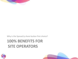 The truthaboutsocialsharing (today)Forwebsiteoperatorsitisdifficulttomeasurethevalueofa recommendedcontent.The greaterthechoiceof share-icons, thelesstheyareused.Socialsharing via Facebook LIKE, isofadvantagetoyourcompetitors.Only Facebook knowsthefansofyourbrandsandproductsreallywell.