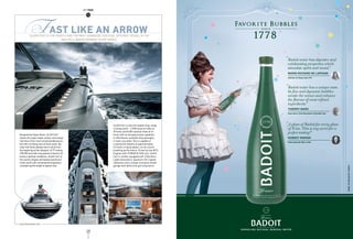 128
FAST LIKE AN ARROWSILVER FAST is the fourth and the most advanced, eco-fuel efficient vessel in the
multiple award-winning Silver series.
AFT page
www.silveryachts.com
Designed by Espen Oeino, SILVER FAST
retains the super-sleek contour and unique
hull lines of her much prized predecessors
but with a striking new all silver paint, the
color that Oeino always had in mind from
the beginning of the shipyard. At 77 metres
(252.6ft) and with a top speed of close to 29
knots in optimal conditions, SILVER FAST is
the world’s largest and fastest aluminium
motor yacht with conventional propulsion,
considering the length to speed ratio.
SILVER FAST is also the fastest long-range
cruising yacht – 4,500 nautical miles at
18 knots and 6,000 nautical miles at 14
knots with an already proven capability
to effortlessly complete long passages
in every sea state. She is capable of
crossing the Atlantic at approximately
22 knots cruising speed, a truly record-
breaking performance. Driven by two MTU
Engines with 2720kW @ 2100 rpm, SILVER
FAST is further equipped with 3 Northern
Lights Generators, Quantum Zero Speed
stabilizers and a unique innovative tender
garage with distinctive gull wing doors.
 