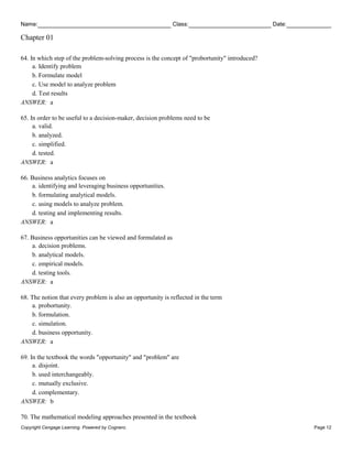 Spreadsheet Modeling and Decision Analysis A Practical Introduction to ...