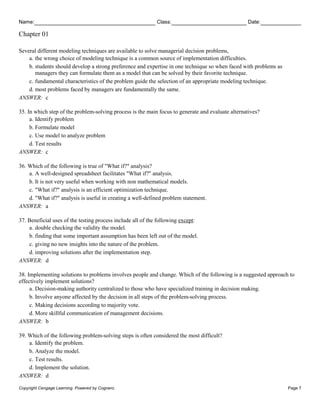 Spreadsheet Modeling and Decision Analysis A Practical Introduction to ...