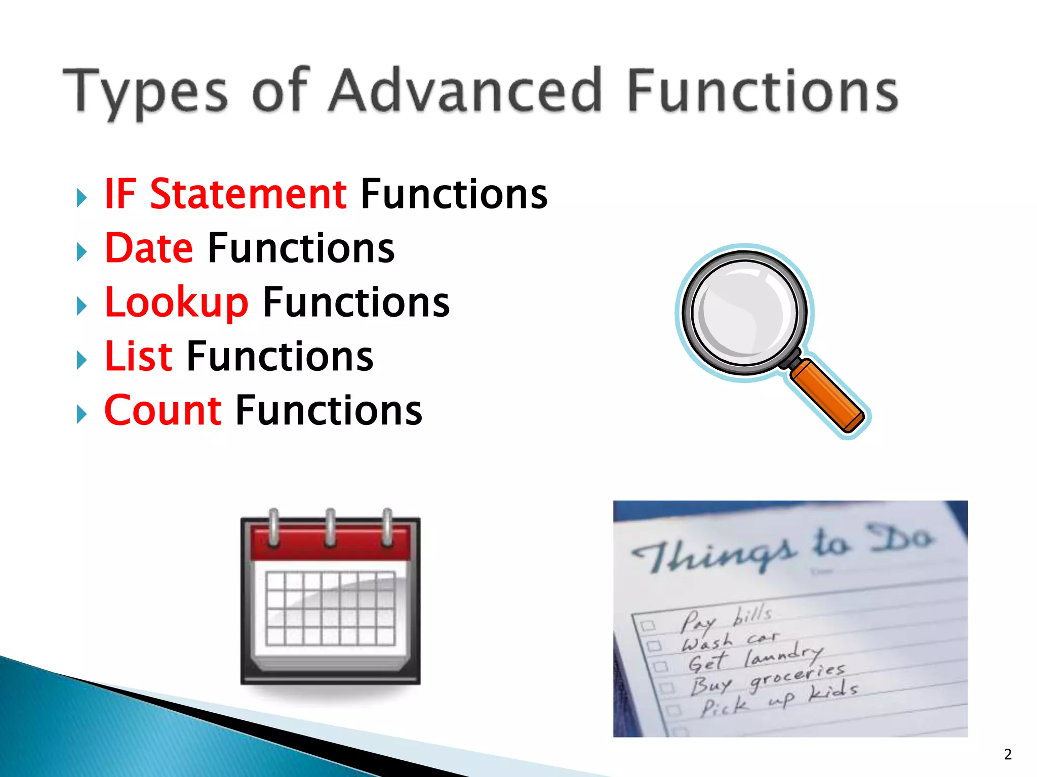 Spreadsheet advanced functions ppt (2) | PPTX