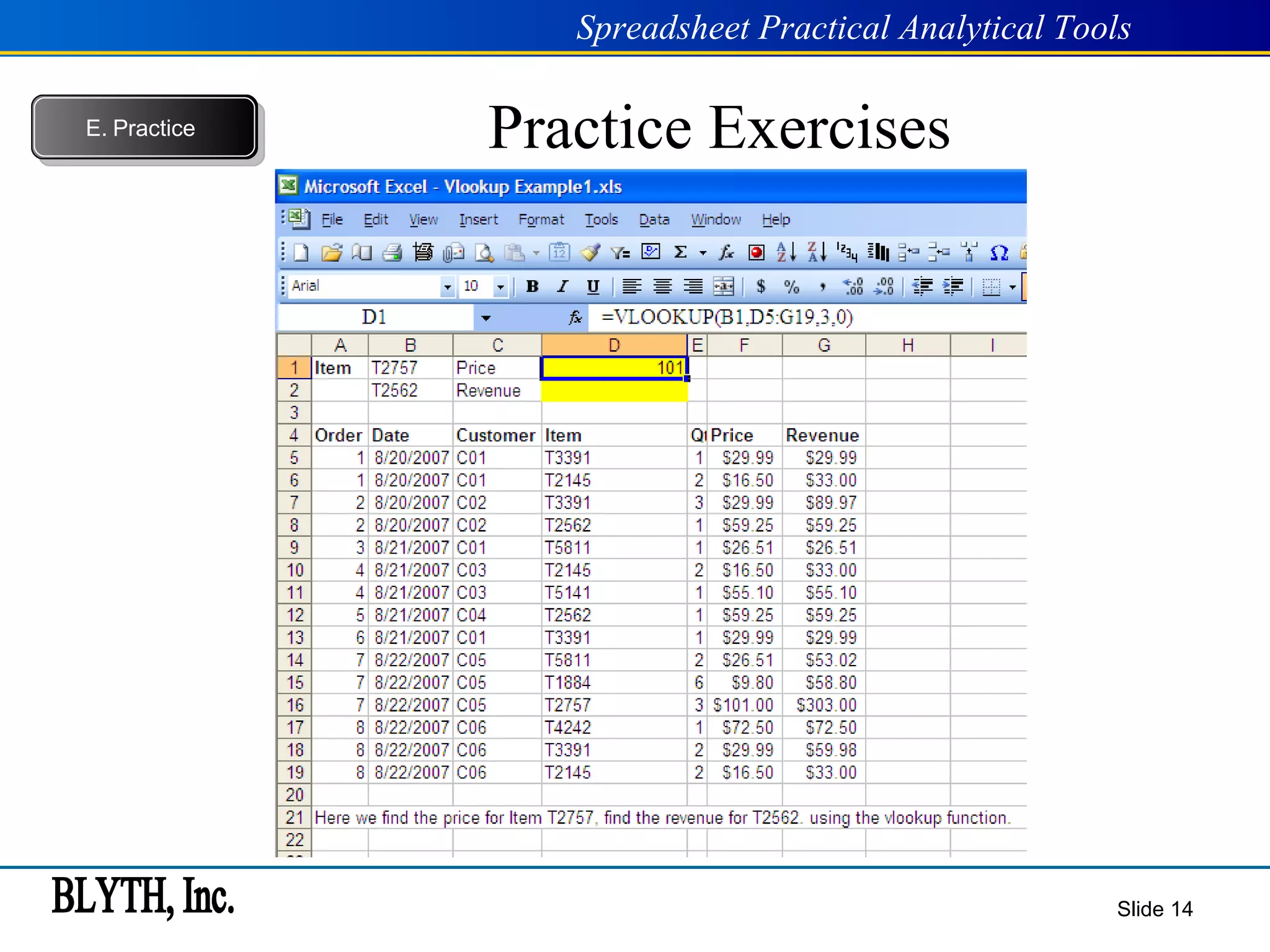 Practice Exercises Slide  E.   Practice 