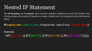 Spreadsheet if and nested if function | PDF