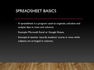 spreadsheet modelling in ICT for Kids revision | PPTX