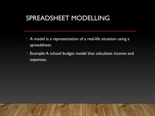 Modelling In Ict spreadsheet modelling in ICT for Kids revision | PPTX