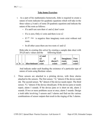 Spreadsheet Computer Lab Exercise Comprehensive Excel Lab Exercises for Computational Thinking and ...