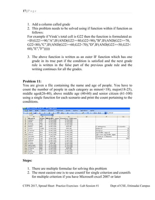 Spreadsheet Computer Lab Exercise Comprehensive Excel Lab Exercises for Computational Thinking and ...