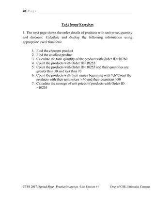 Spreadsheet Computer Lab Exercise Comprehensive Excel Lab Exercises for Computational Thinking and ...