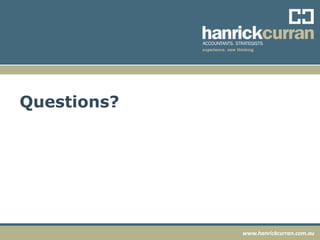 www.hanrickcurran.com.au
Questions?
 