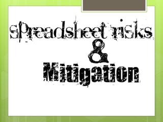 Mitigation
Spreadsheet rISKs
&
 