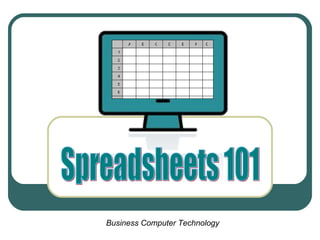 1 2 3 4 5 6 Spreadsheets 101 A B C D E F G Business Computer Technology 