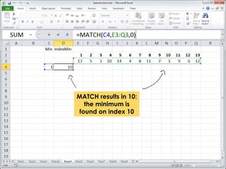 MATCH results in 10: 
the minimum is 
found on index 10 
 