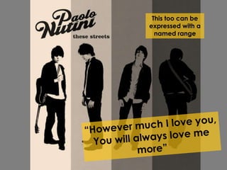 This too can be 
expressed with a 
named range 
 