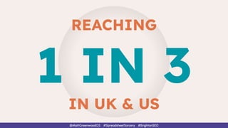 REACHING
1 IN 3
IN UK & US
@MattGreenwoodGS #SpreadsheetSorcery #BrightonSEO
 