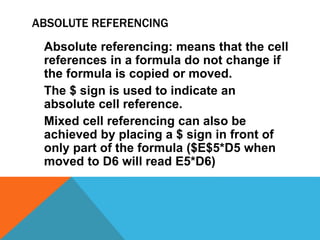 Absolute Reference Code IPT Preliminary Spreadsheets | PPTX