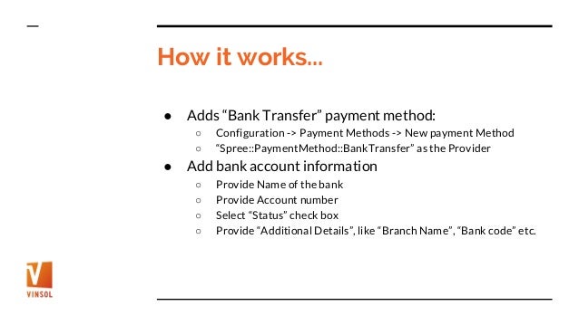 Spree Commerce Bank Transfer