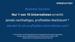 Business Success:
Nur 1 von 10 Unternehmen erreicht
jemals nachhaltiges, profitables Wachstum! *
Werdet Ihr ein profitable...