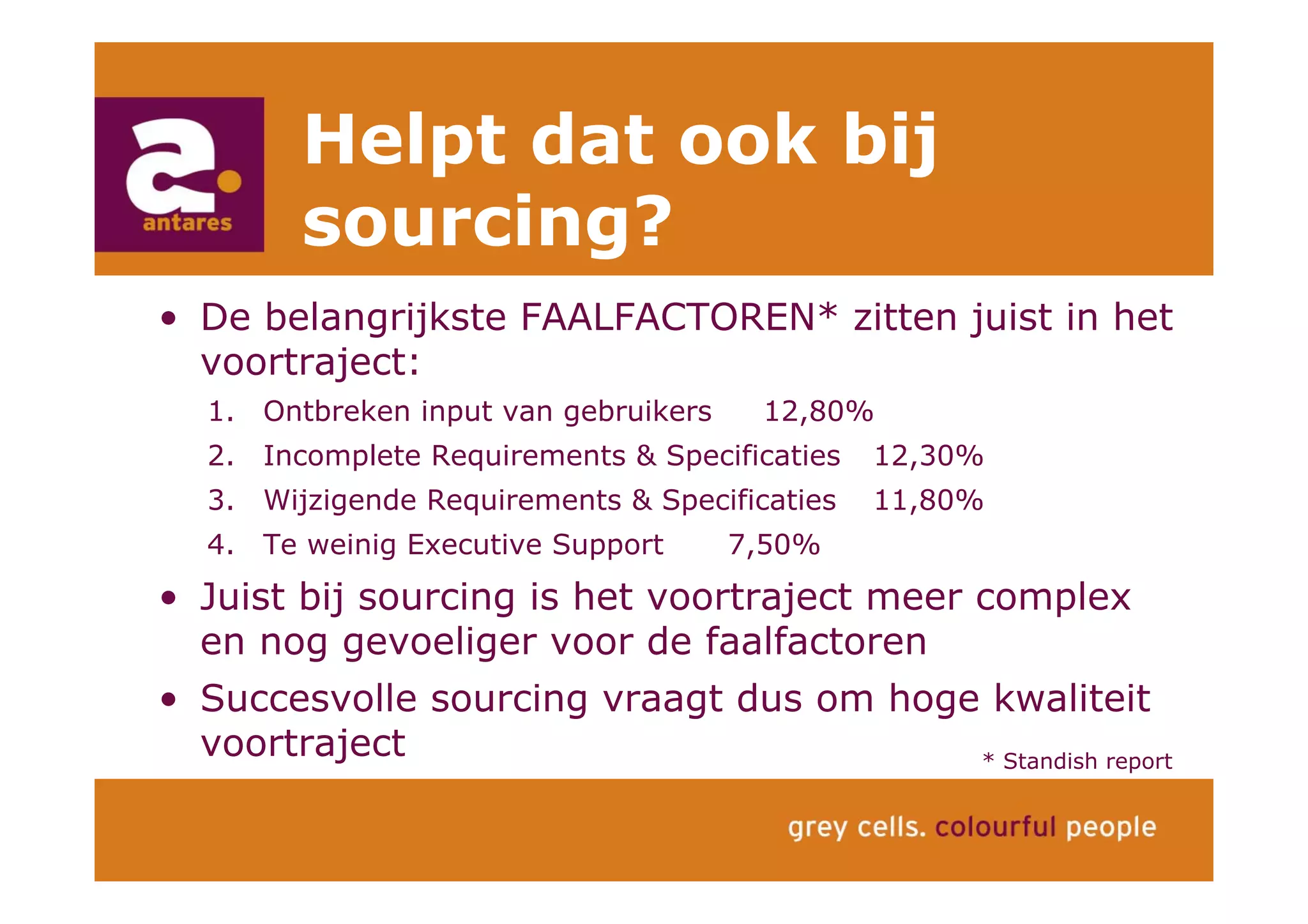 Anton Greve (Antares), Regie van Sourcing