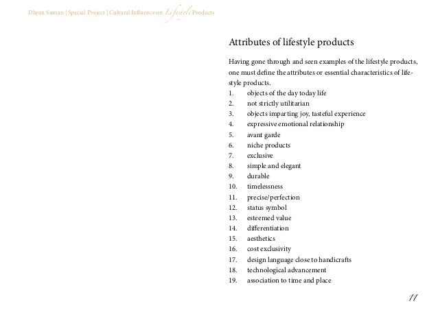 Cultural influence on lifestyle products