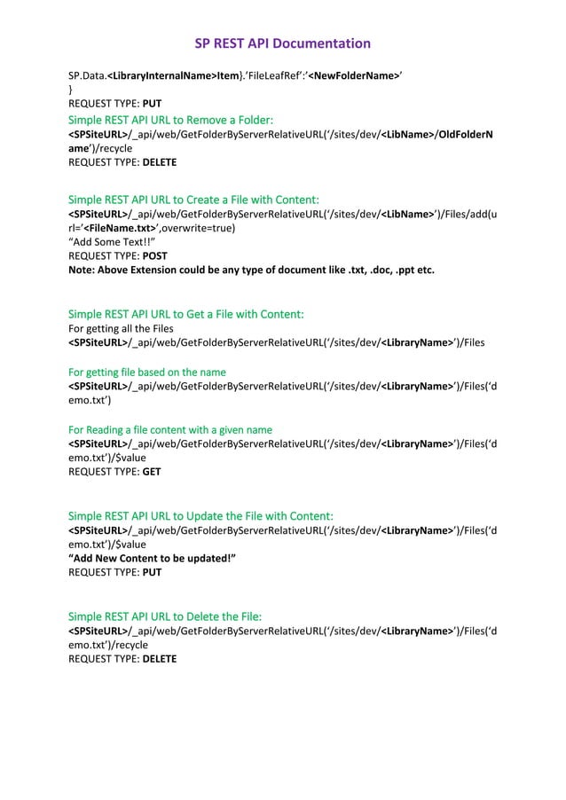 SP Rest API Documentation | PDF