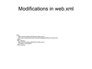@PreAuthorize("hasRole('ROLE_USER')")
public void create(Contact contact);
@PreAuthorize("hasPermission(#contact, 'admin')")
public void deletePermission(Contact contact, Sid recipient, Permission permission);
<http auto-config="true">
<intercept-url pattern="/admin**" access="ROLE_ADMIN" />
<intercept-url pattern="/dba**" access="ROLE_ADMIN,ROLE_DBA" />
</http>
<authentication-manager>
<authentication-provider>
<user-service>
<user name="mkyong" password="123456" authorities="ROLE_USER" />
<user name="admin" password="123456" authorities="ROLE_ADMIN" />
<user name="dba" password="123456" authorities="ROLE_DBA" />
</user-service>
</authentication-provider>
</authentication-manager>
@Configuration
@EnableWebSecurity
public class SecurityConfig extends WebSecurityConfigurerAdapter {
@Autowired
public void configureGlobal(AuthenticationManagerBuilder auth) throws Exception {
auth.inMemoryAuthentication().withUser("mkyong").password("123456").roles("USER");
auth.inMemoryAuthentication().withUser("admin").password("123456").roles("ADMIN");
auth.inMemoryAuthentication().withUser("dba").password("123456").roles("DBA");
}
@Override
protected void configure(HttpSecurity http) throws Exception {
http.authorizeRequests()
.antMatchers("/admin/**").access("hasRole('ROLE_ADMIN')")
.antMatchers("/dba/**").access("hasRole('ROLE_ADMIN') or hasRole('ROLE_DBA')")
.and().formLogin();
}
}
 