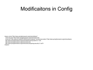 A Brief History
lSpring 1.0 (2004)
l Spring Core: This is a lightweight container with various setter and
constructor injection
l Spring AOP: This is an Aspect-oriented Programming (AOP) interception
framework integrated with the core container
l Spring Context: This is an application context concept to provide resource
loading
l Spring DAO: This is a generic DAO support that provides access to a
generic data exception hierarchy with any data access strategy
l Spring JDBC: This is a JDBC abstraction shorten error and resource
handling
l Spring ORM: This is a hibernate support SessionFactory management
l Spring Web: This web MVC Framework integrates various view
technologies
 