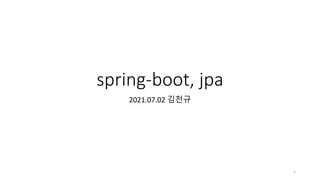 spring-boot, jpa
2021.07.02 김천규
1
 
