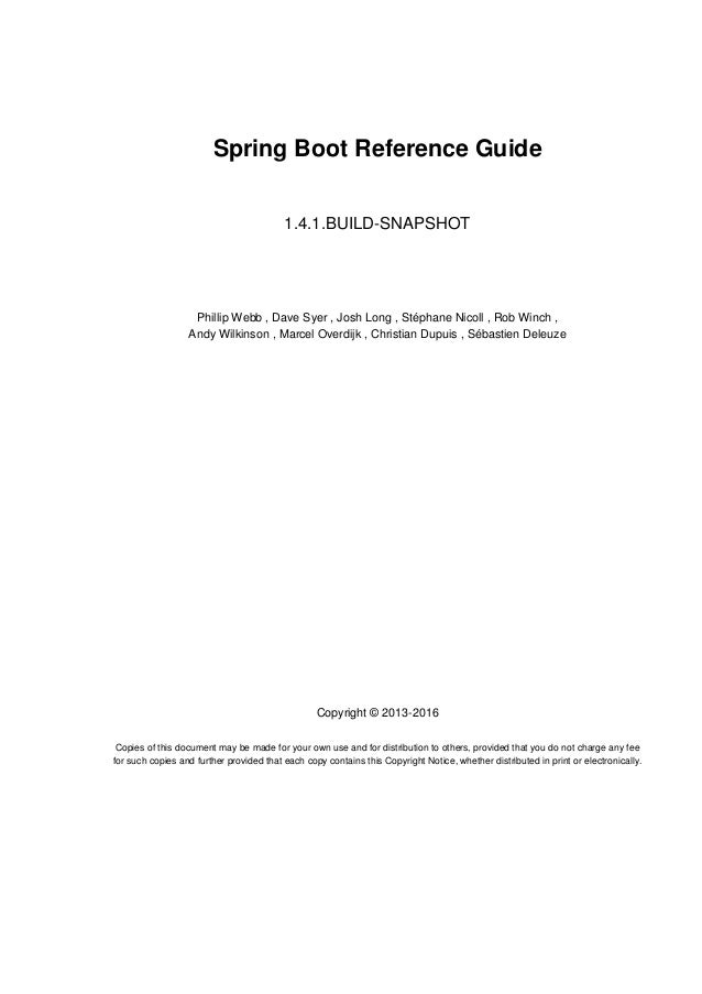 Springboot Manual Reference