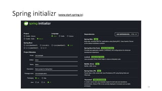 Spring initializr (www.start.spring.io)
13
 